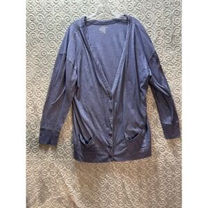 Old Navy Blue Marled Knit‎ Cardigan Sweater Womens XXL Pockets Long Sleeve